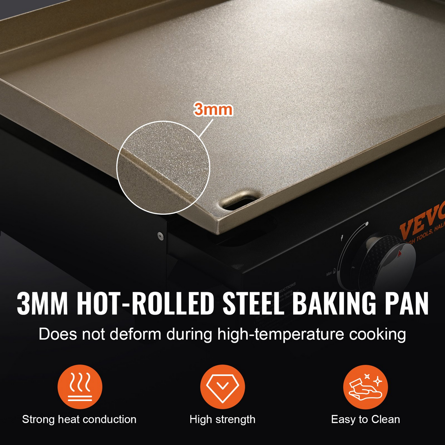 VEVOR Commercial Griddle, 22.4" Heavy Duty Manual Flat Top Griddle, Countertop Gas Grill with Non-Stick Cooking Plate, Steel LPG Gas Griddle, H-Shaped Burner Restaurant Portable Grill, 22,000 BTU