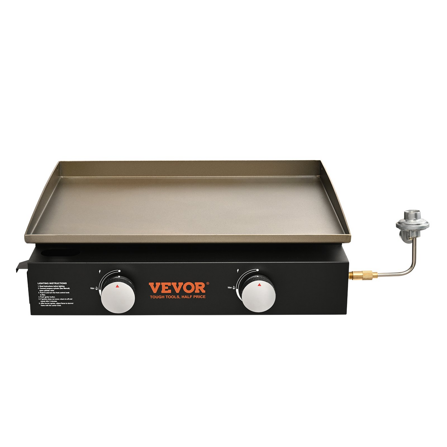 VEVOR Commercial Griddle, 22.4" Heavy Duty Manual Flat Top Griddle, Countertop Gas Grill with Non-Stick Cooking Plate, Steel LPG Gas Griddle, H-Shaped Burner Restaurant Portable Grill, 22,000 BTU