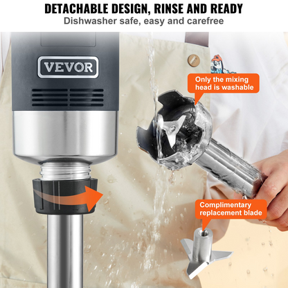 VEVOR Commercial Immersion Blender, 750W 20" Heavy Duty Hand Mixer, Variable Speed Kitchen Stick Mixer with 304 Stainless Steel Blade, Multi-Purpose Portable Mixer for Soup, Smoothie, Puree, Baby Food