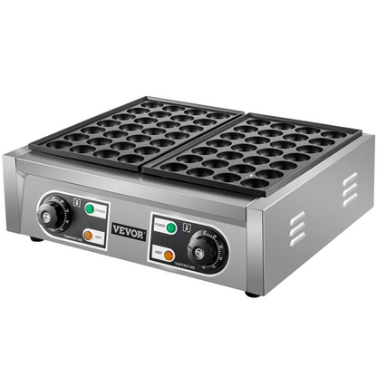 VEVOR Commercial Takoyaki Maker, 56PCs Japanese Octopus Fish Ball Machine, 2kW Heating Takoyaki Grill Maker, Octopus Meatball Machine w/ 2 Non-Stick Plates, Fish Ball Maker w/ Independent Temp Control