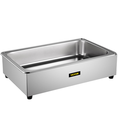 VEVOR Commercial Food Warmer, Full-Size 1 Pot Steam Table with Lid, 9.5 Quart Electric Soup Warmers, Grade Stainless Steel Bain Marie Buffet Equipment, Fits 21 x 13.2 Pan, 400W, for Restaurant, Sliver