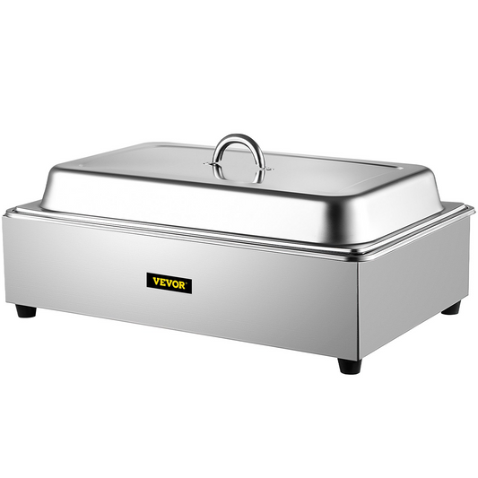 VEVOR Commercial Food Warmer, Full-Size 1 Pot Steam Table with Lid, 9.5 Quart Electric Soup Warmers, Grade Stainless Steel Bain Marie Buffet Equipment, Fits 21 x 13.2 Pan, 400W, for Restaurant, Sliver