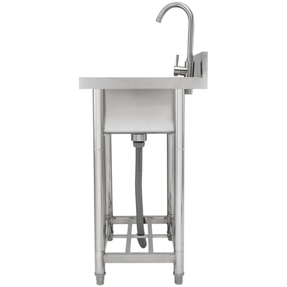 VEVOR Stainless Steel Utility Sink, 1 Compartment Free Standing Small Sink Include Faucet & legs, 16 x 13 x 8.7 in Commercial Single Bowl Sinks for Garage, Restaurant, Kitchen, Laundry, NSF Certified