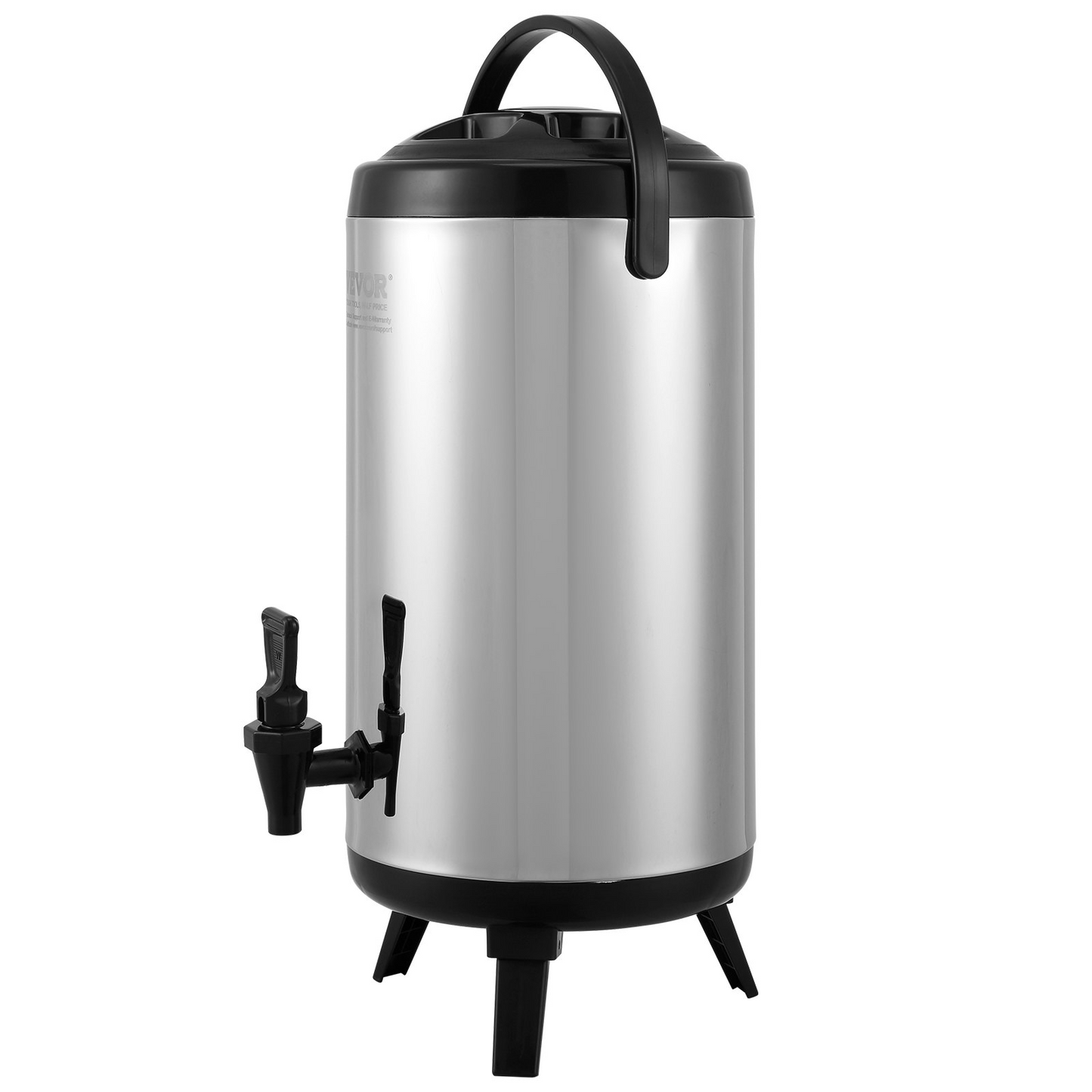 VEVOR Stainless Steel Insulated Beverage Dispenser, 2.4 Gallon 9.2 Liter, Thermal Hot and Cold Drink Server Dispenser with Spigot Handle, Food-grade for Hot Tea Coffee Water Restaurant Drink Shop