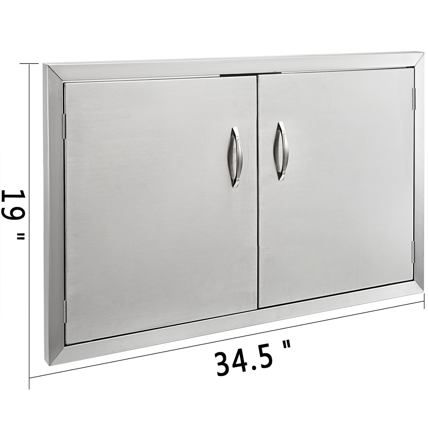 VEVOR Outdoor Kitchen Access 34" x 19" Wall Construction Stainless Steel Flush Mount for BBQ Island, 34inch x 19inch, Double Door