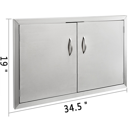 VEVOR Outdoor Kitchen Access 34" x 19" Wall Construction Stainless Steel Flush Mount for BBQ Island, 34inch x 19inch, Double Door