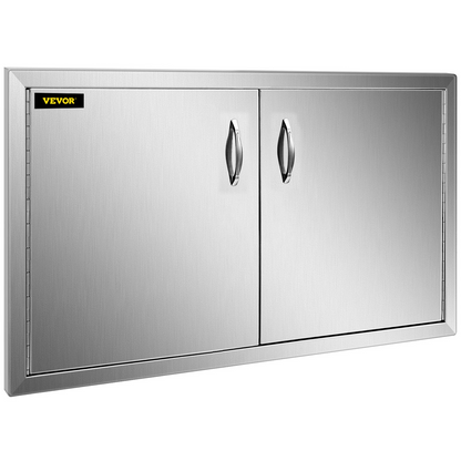 VEVOR Outdoor Kitchen Access 34" x 19" Wall Construction Stainless Steel Flush Mount for BBQ Island, 34inch x 19inch, Double Door