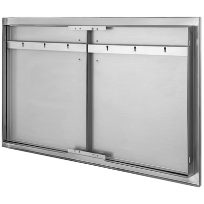 VEVOR Outdoor Kitchen Access 34" x 19" Wall Construction Stainless Steel Flush Mount for BBQ Island, 34inch x 19inch, Double Door