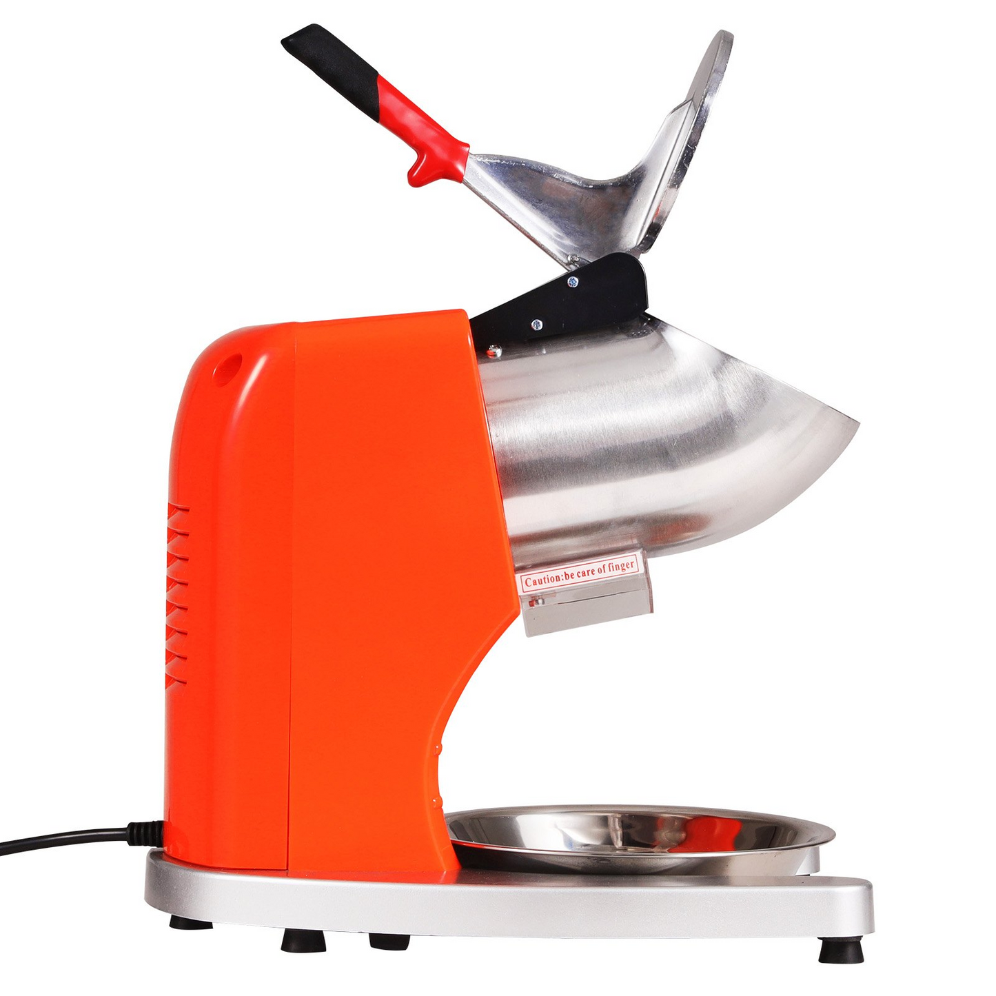 VEVOR Ice Crushers Machine, 220lbs Per Hour Electric Snow Cone Maker with 4 Blades, Stainless Steel Shaved Ice Machine with Cover and Bowl, 300W Ice Shaver Machine for Home and Commercial Use, Orange