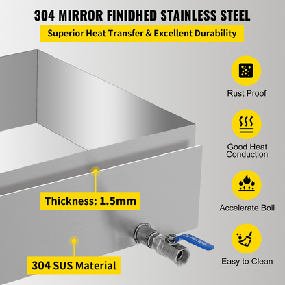 VEVOR Maple Syrup Evaporator Pan 24x18x6 Inch Stainless Steel Maple Syrup Boiling Pan for Boiling Maple Syrup