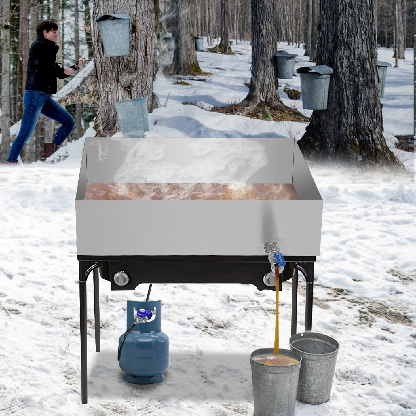 VEVOR Maple Syrup Evaporator Pan 24x18x6 Inch Stainless Steel Maple Syrup Boiling Pan for Boiling Maple Syrup