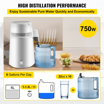 Newest 4L Dental  Medical Pure Water Distiller All Stainless Steel Internal