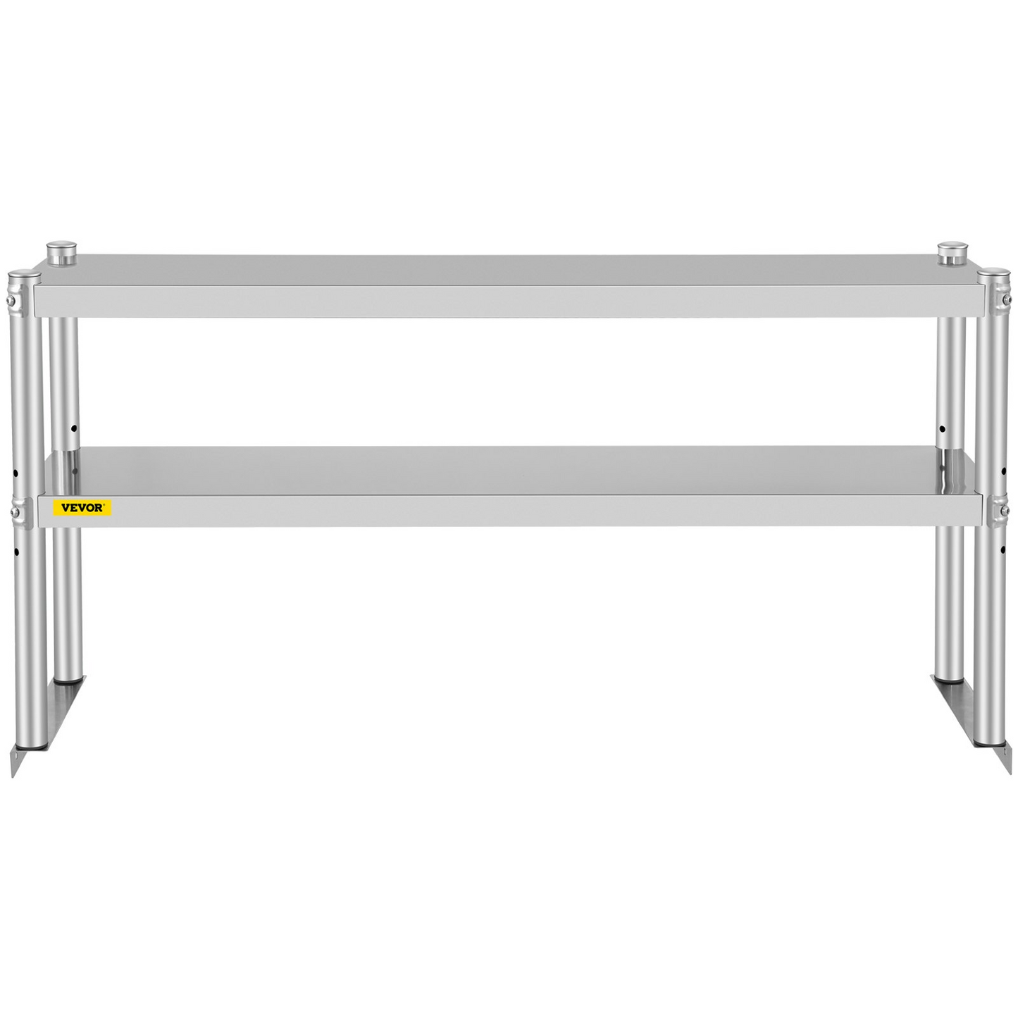 VEVOR Double Overshelf, Double Tier Stainless Steel Overshelf, 48 x 12 x 24 in Double Deck Overshelf, Height Adjustable Overshelf for Prep & Work Table in Kitchen, Restaurant