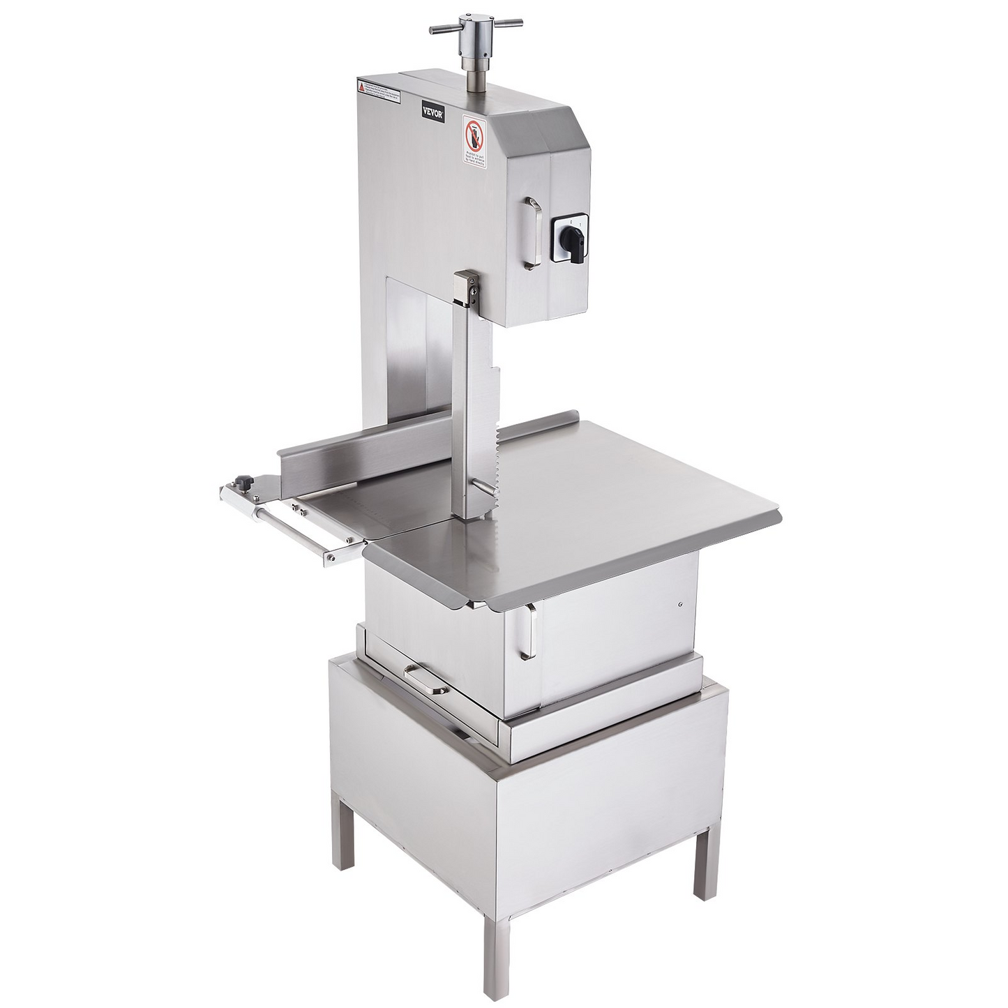 VEVOR Commercial Electric Meat Bandsaw, 2200W Stainless Steel Vertical Bone Sawing Machine, Workbeach 24.4" x 20.5", 0.16-8.7 Inch Cutting Thickness, Frozen Meat Cutter with 6 Blades for Rib Pork Beef