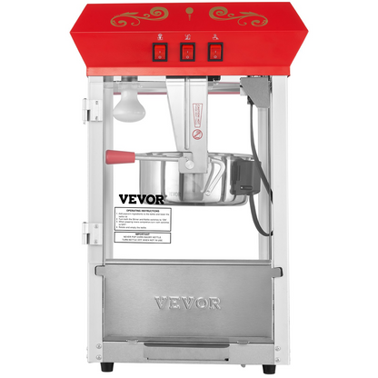 VEVOR Popcorn Popper Machine 8 Oz Countertop Popcorn Maker 850W 48 Cups Red