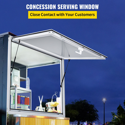 VEVOR Concession Window 64 x 40 Inch, Concession Stand Serving Window Door with Double-Point Fork Lock, Concession Awning Door Up to 85 degrees for Food Trucks, Glass Not Included