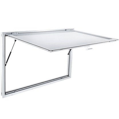 VEVOR Concession Window 64 x 40 Inch, Concession Stand Serving Window Door with Double-Point Fork Lock, Concession Awning Door Up to 85 degrees for Food Trucks, Glass Not Included