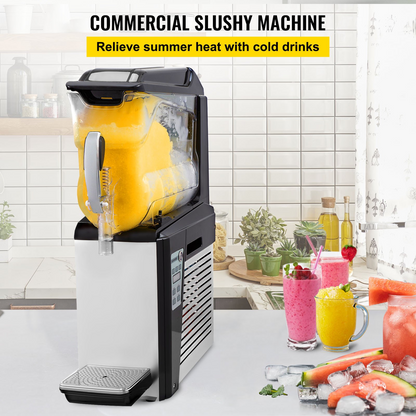 VEVOR 110V Slushy Machine 10L  Frozen Drink Maker 600W Automatic Clean Day and Night Modes for Supermarkets Cafes Restaurants Snack Bars Commercial Use