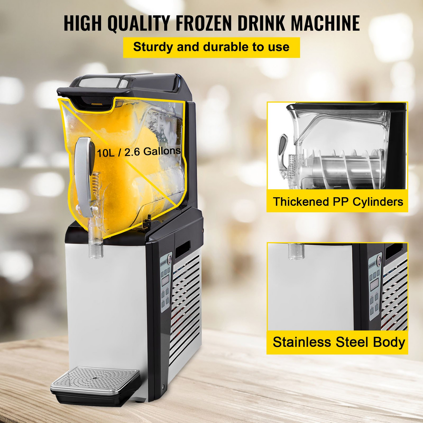 VEVOR 110V Slushy Machine 10L  Frozen Drink Maker 600W Automatic Clean Day and Night Modes for Supermarkets Cafes Restaurants Snack Bars Commercial Use