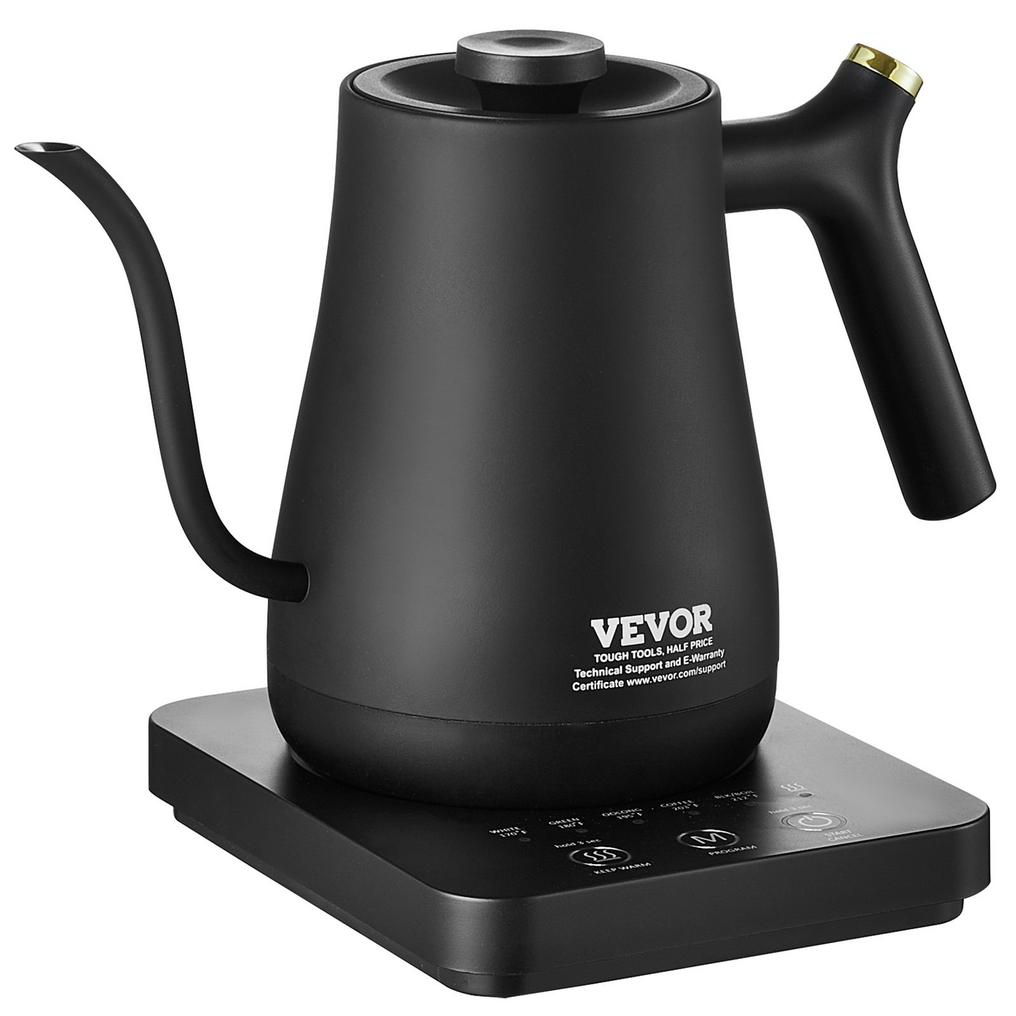 VEVOR Electric Gooseneck Kettle 1L, Temperature Control Pour Over Coffee Kettle with 5 Variable Presets, 304 Food Grade Stainless Steel Hot Water Tea Boiler & Boil-Dry Protection, Keep Warm, 1200W