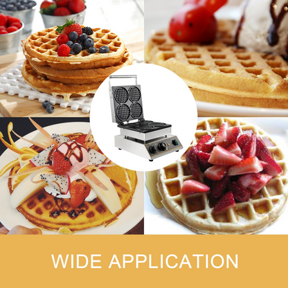 Commercial Electric Mini Round Waffle Maker Baker Tea Shop 1750w Thick Handles