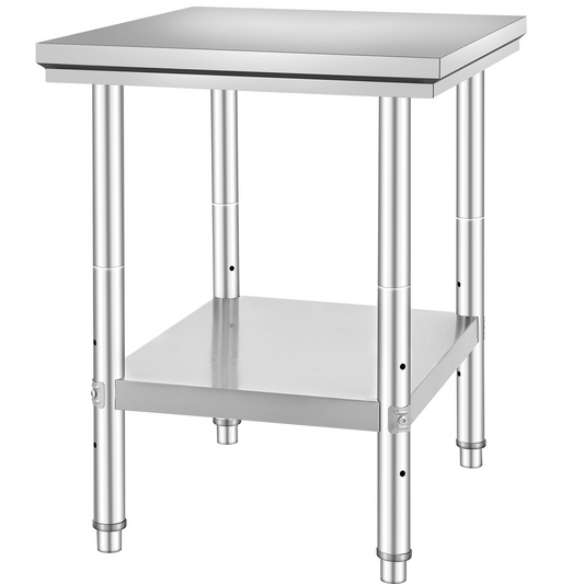 VEVOR Commercial Worktable & Workstation 24 x 30 x 32 Inch Stainless Steel Work Table Heavy Duty Commercial Food Prep Work Table for Home, Kitchen, Restaurant Metal Prep Table with Adjustable Feet