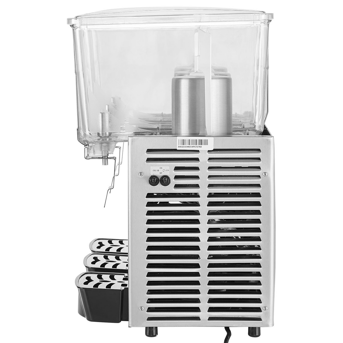 VEVOR Commercial Beverage Dispenser, 13.6 Qt 12L 3 Tanks Ice Tea Drink Machine, 620W 304 Stainless Steel Juice Dispenser with 41℉-53.6℉ Thermostat Controller, for Cold Drink Restaurant Hotel Party