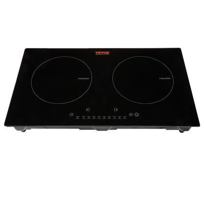 VEVOR Electric Cooktop, 2 Burners, 24'' Induction Stove Top, Built-in Magnetic Cooktop 1800W, 9 Heating Level Multifunctional Burner, LED Touch Screen w/ Child Lock & Over-Temperature Protection