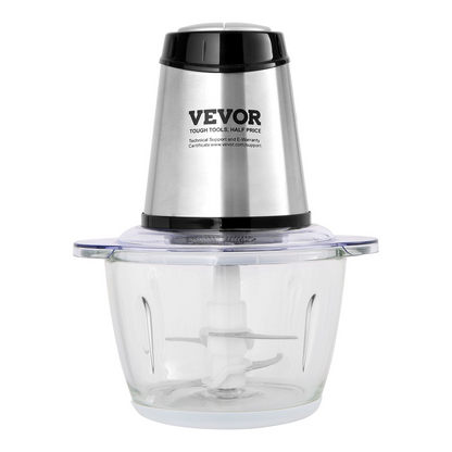 VEVOR Food Processor, Electric Meat Grinder with 4 Stainless Steel Blades, 400W Electric Food Chopper, 5 Cup Glass Bowl, 2 Speeds Food Grinder for Baby Food, Meat, Onion, Vegetables