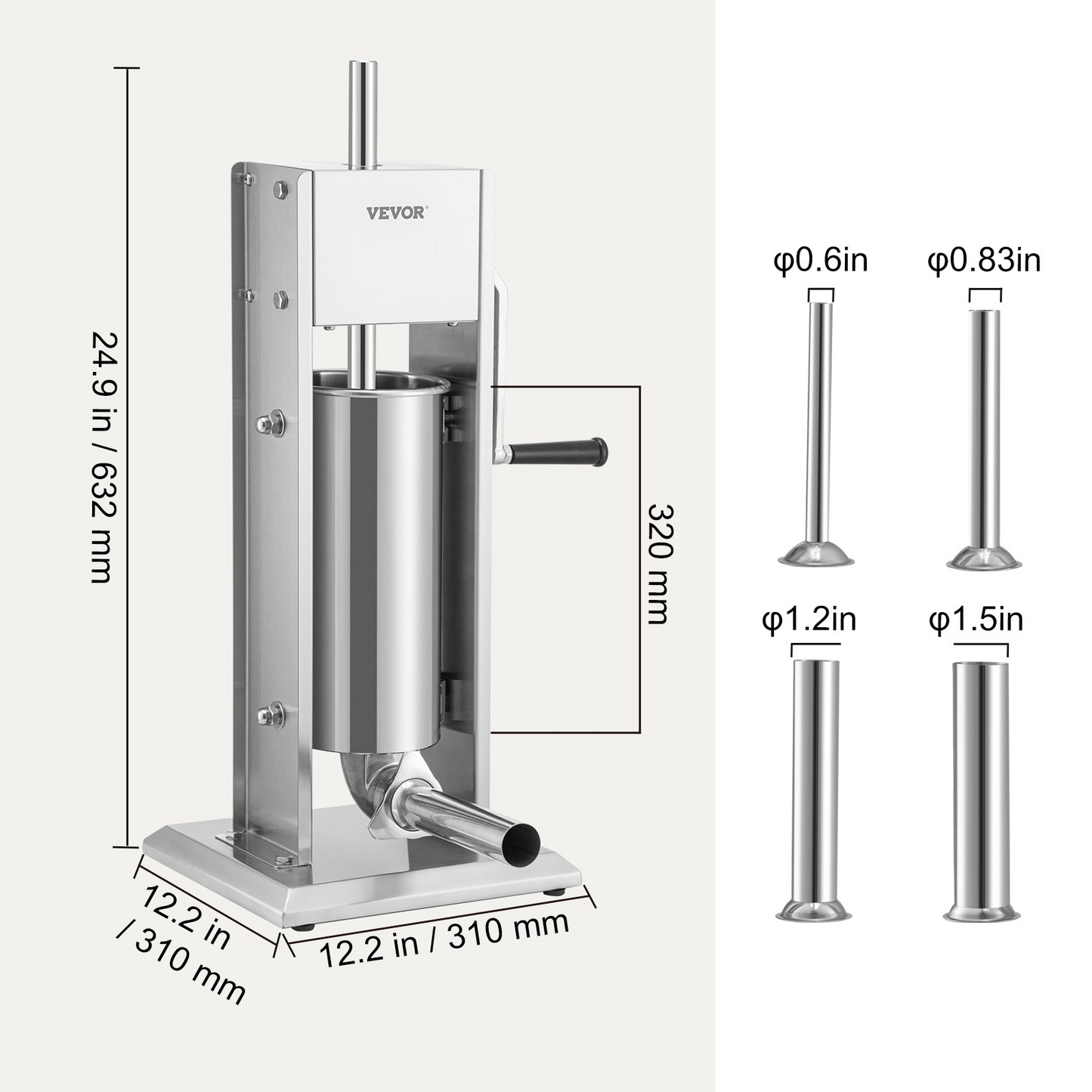 VEVOR Sausage Stuffer 11LBS/5L Capacity Homemade Sausage Maker Stainless Steel