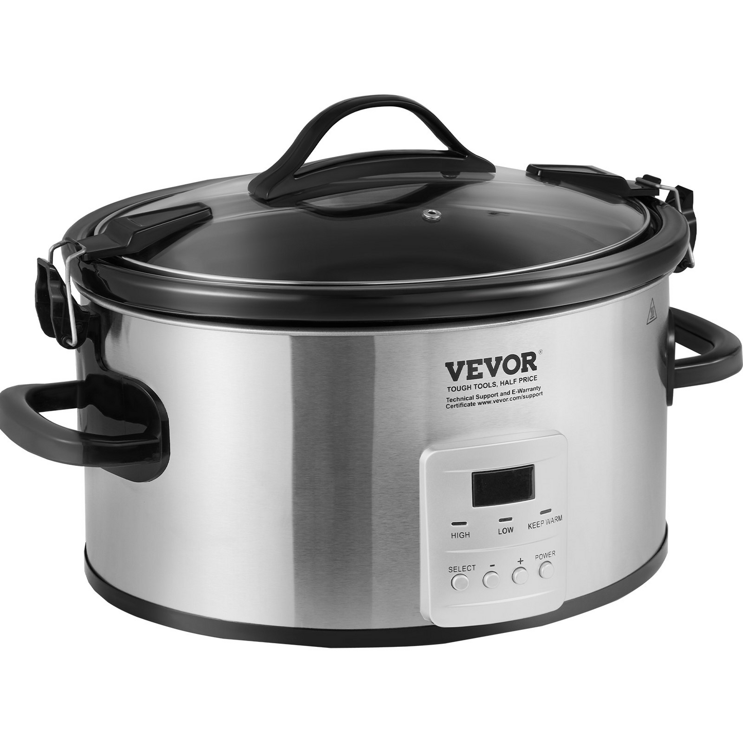 VEVOR Slow Cooker, 7QT 280W Electric Slow Cooker Pot with 3-Level Heat Settings, Digital Slow Cookers with Locking Lid, 20 Hours Max Timer, Ceramic Inner Pot for Commercial/Home Use