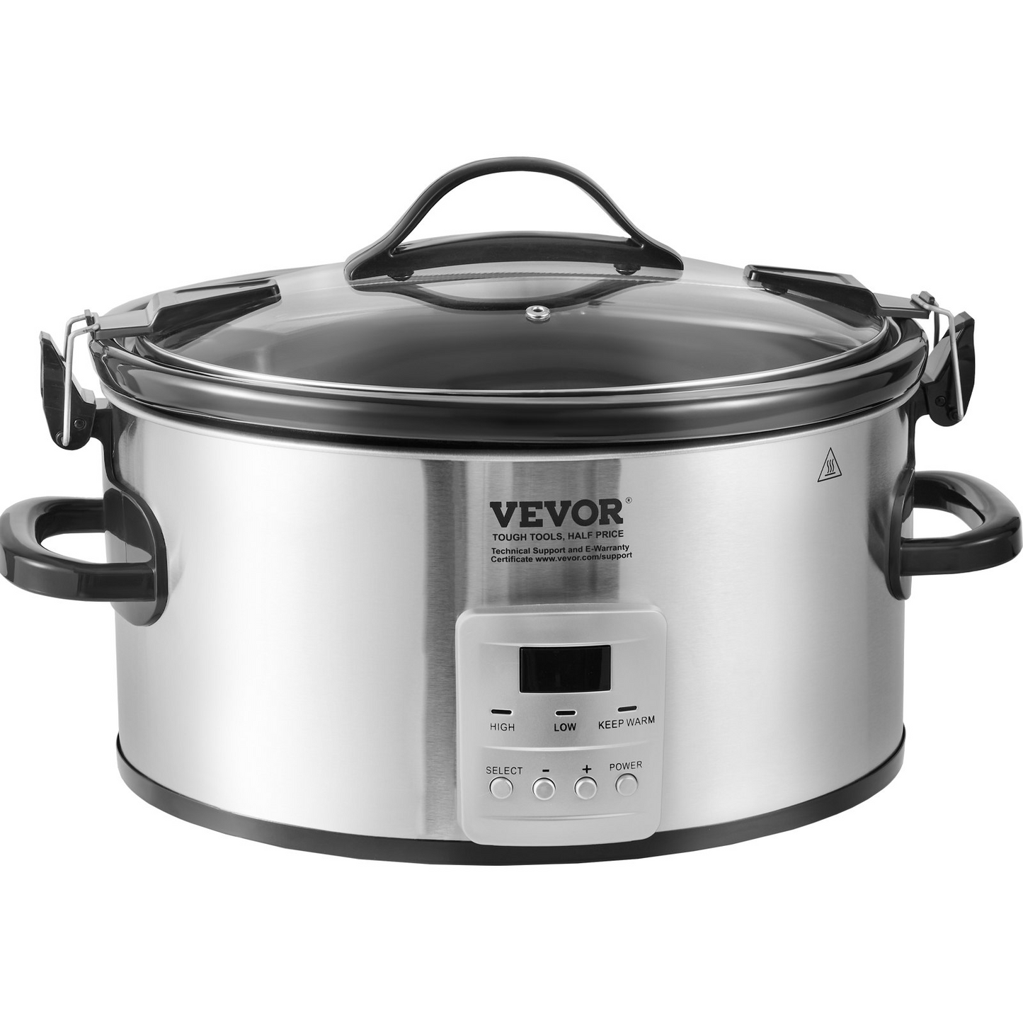 VEVOR Slow Cooker, 7QT 280W Electric Slow Cooker Pot with 3-Level Heat Settings, Digital Slow Cookers with Locking Lid, 20 Hours Max Timer, Ceramic Inner Pot for Commercial/Home Use