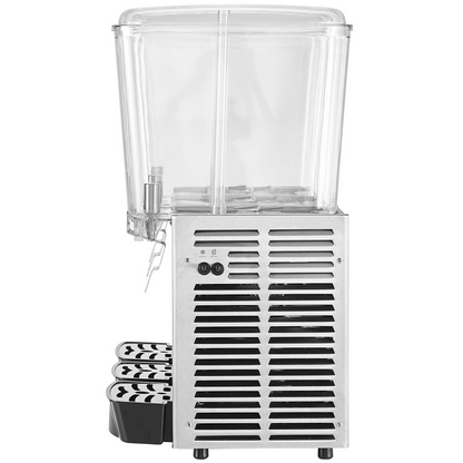 VEVOR Commercial Beverage Dispenser, 20.4 Qt 18L 3 Tanks Ice Tea Drink Machine, 680W 304 Stainless Steel Juice Dispenser with 41℉-53.6℉ Thermostat Controller, for Cold Drink Restaurant Hotel Party