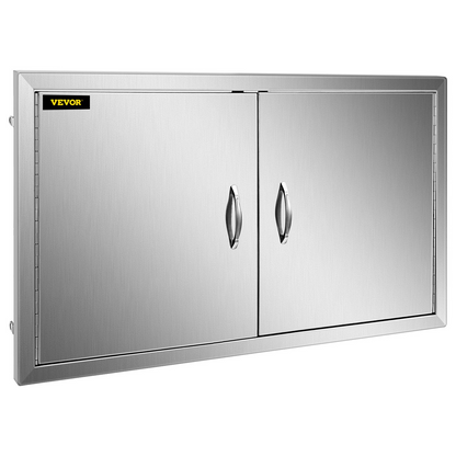 VEVOR BBQ Access Door 42W X 21H Inch, Double BBQ Door Stainless Steel, Outdoor Kitchen Doors for Commercial BBQ Island, Grilling Station, Outside Cabinet