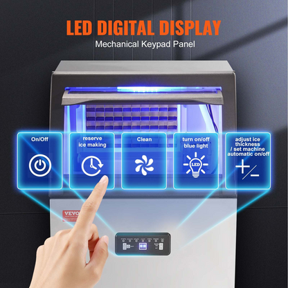 VEVOR Commercial Ice Maker, 120lbs/24H, Ice Maker Machine, 50 Ice Cubes in 12-15 Minutes, Freestanding Cabinet Ice Maker with 33lbs Storage Capacity LED Digital Display, for Bar Home Office Restaurant