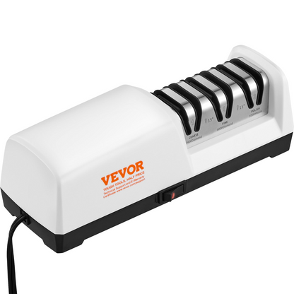 VEVOR Electric Knife Sharpener, 3 Stages Kitchen Knife Sharpener for Quick Sharpening & Polishing, Professional Knife Sharpener with Diamond Abrasives, 15° Angle Guides, and Metal Dust Collection Box