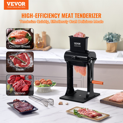 VEVOR Commercial Meat Tenderizer, Heavy Duty Stainless Steel Meat Tenderizer Machine, Quick and Easy Manual Operation Kitchen Tool, 5.8" Feed Port for Beef, Turkey, Chicken, Pork, Steak, and Fish