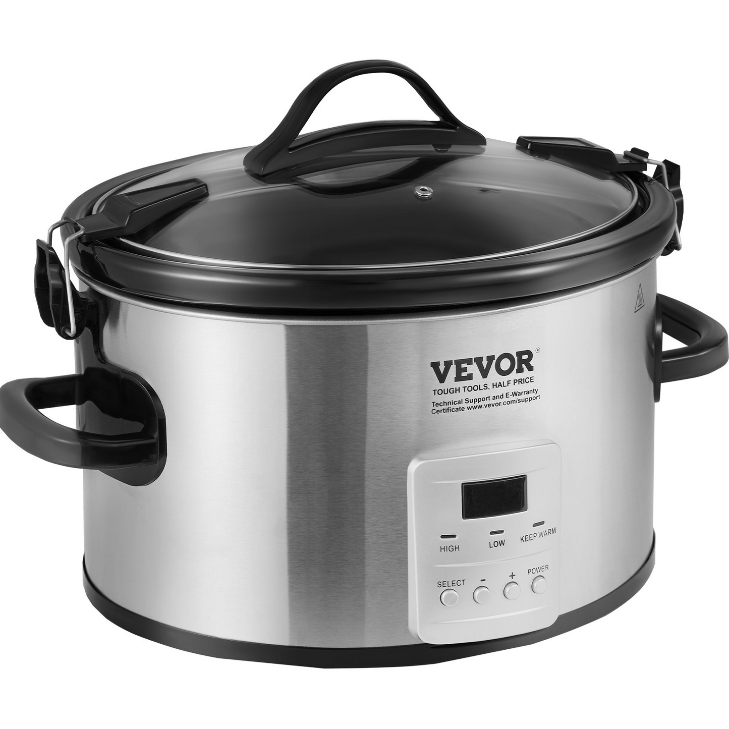 VEVOR Slow Cooker, 8QT 320W Electric Slow Cooker Pot with 3-Level Heat Settings Digital Slow Cookers with 20 Hours Max Timer, Locking Lid, Ceramic Inner Pot for Home/Commercial Use