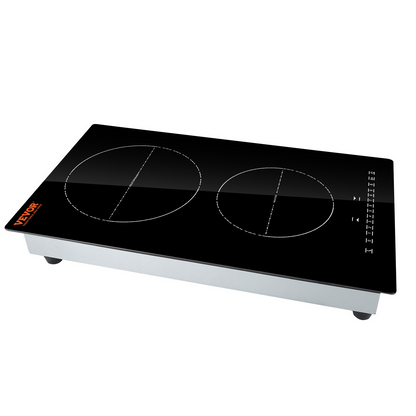 VEVOR Electric Cooktop, 2 Burners, 12'' Induction Stove Top, Built-in Magnetic Cooktop 3000W, 9 Heating Level Multifunctional Burner, LED Touch Screen w/ Child Lock & Over-Temperature Protection