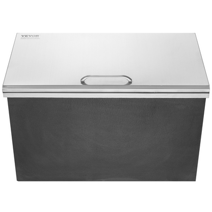 VEVOR Drop in Ice Chest, 24"L x 20"W x 15"H Stainless Steel Ice Cooler, Commercial Ice Bin with Hinged Cover, 40 qt Outdoor Kitchen Ice Bar, Drain-pipe and Drain Plug Included, for Cold Wine Beer