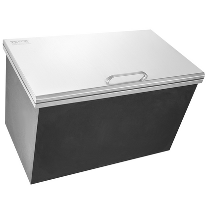 VEVOR Drop in Ice Chest, 24"L x 20"W x 15"H Stainless Steel Ice Cooler, Commercial Ice Bin with Hinged Cover, 40 qt Outdoor Kitchen Ice Bar, Drain-pipe and Drain Plug Included, for Cold Wine Beer