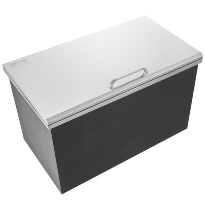 VEVOR Drop in Ice Chest, 24"L x 20"W x 15"H Stainless Steel Ice Cooler, Commercial Ice Bin with Hinged Cover, 40 qt Outdoor Kitchen Ice Bar, Drain-pipe and Drain Plug Included, for Cold Wine Beer