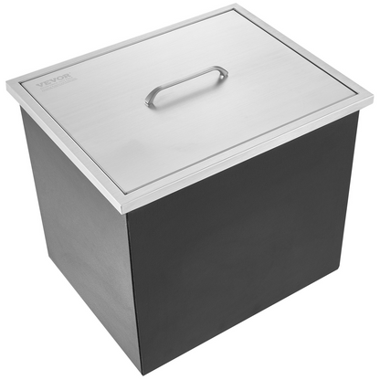 VEVOR Drop in Ice Chest, 20"L x 14"W x 12"H Stainless Steel Ice Cooler, Commercial Ice Bin with Cover, 40 qt Outdoor Kitchen Ice Bar, Drain-pipe and Drain Plug Included, for Cold Wine Beer