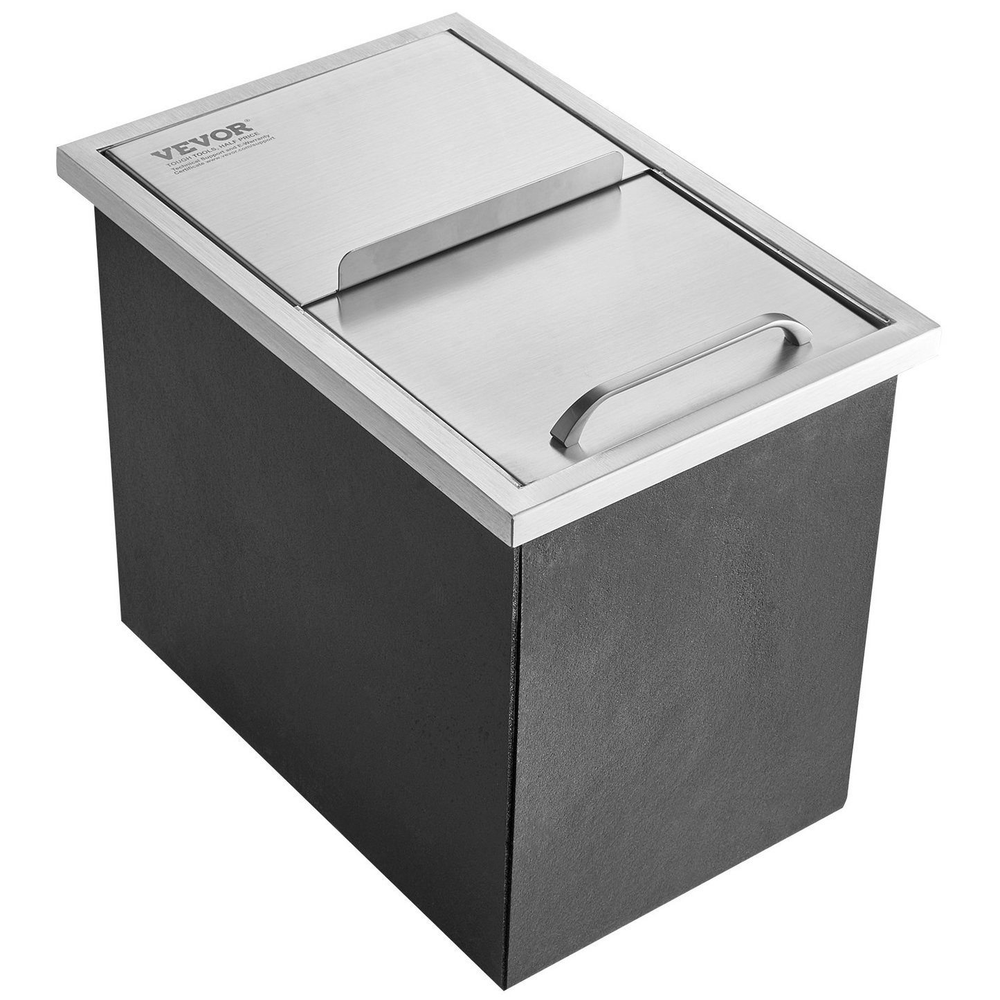 VEVOR Drop in Ice Chest, 18"L x 12"W x 14.5"H Stainless Steel Ice Cooler, Commercial Ice Bin with Sliding Cover, 40.9 qt Outdoor Kitchen Ice Bar, Drain-pipe and Drain Plug Included, for Cold Wine Beer