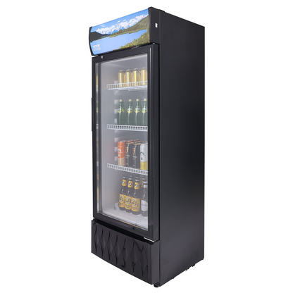 VEVOR Commercial Merchandiser Refrigerator, 6.8 Cu.Ft / 195L Beverage Refrigerator Cooler Merchandiser, Glass Door Display Refrigerator Upright Fridge with 3 Adjustable Shelves, Customizable Lightbox