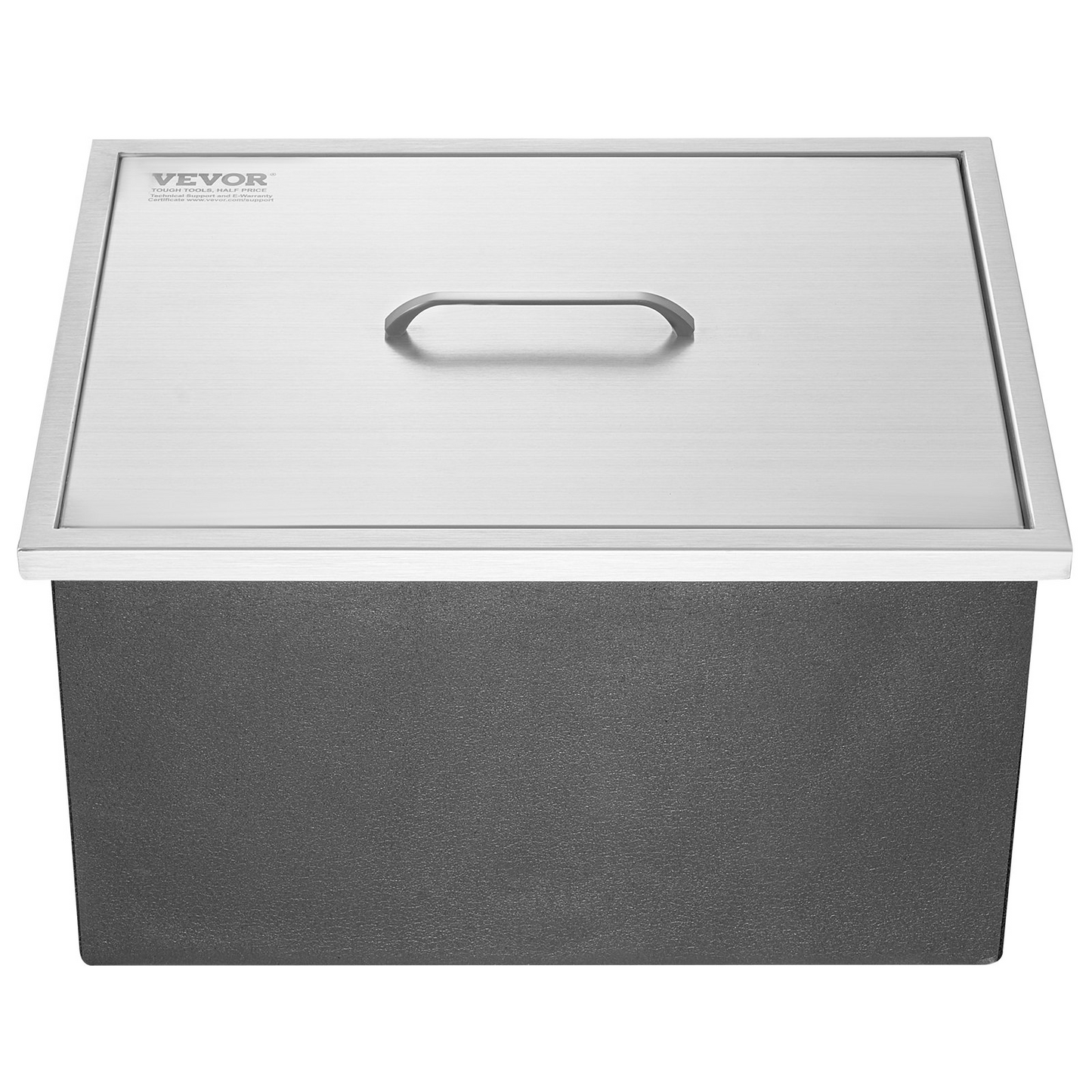 VEVOR Drop in Ice Chest, 22"L x 17"W x 12"H Stainless Steel Ice Cooler, Commercial Ice Bin with Cover, 40 qt Outdoor Kitchen Ice Bar, Drain-pipe and Drain Plug Included, for Cold Wine Beer