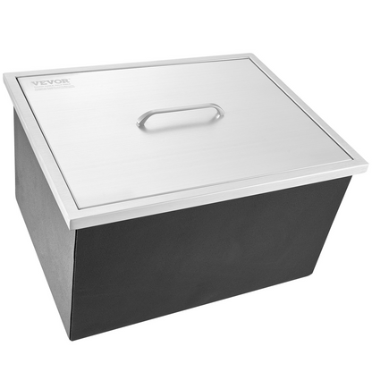 VEVOR Drop in Ice Chest, 22"L x 17"W x 12"H Stainless Steel Ice Cooler, Commercial Ice Bin with Cover, 40 qt Outdoor Kitchen Ice Bar, Drain-pipe and Drain Plug Included, for Cold Wine Beer