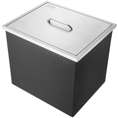 VEVOR Drop in Ice Chest, 21"L x 17"W x 18"H Stainless Steel Ice Cooler, Commercial Ice Bin with Cover, 40 qt Outdoor Kitchen Ice Bar, Drain-pipe and Drain Plug Included, for Cold Wine Beer