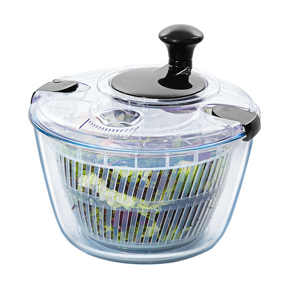 VEVOR Glass Salad Spinner, 4.75Qt, One-handed Easy Press Large Vegetable Dryer Washer, Lettuce Cleaner and Dryer with High Borosilicate Glass Bowl Lid, for Greens, Herbs, Berries, Fruits, No BPA