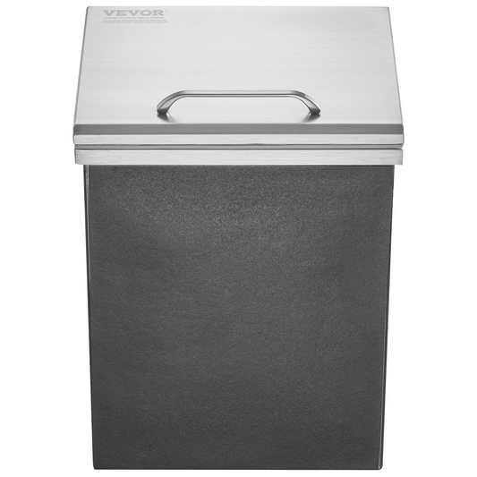 VEVOR Drop in Ice Chest, 14"L x 12"W x 18"H Stainless Steel Ice Cooler, Commercial Ice Bin with Hinged Cover, 40 qt Outdoor Kitchen Ice Bar, Drain-pipe and Drain Plug Included, for Cold Wine Beer